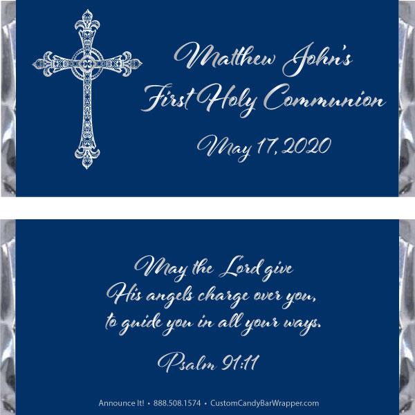 Swirly Cross First Communion Candy Bar Wrappers