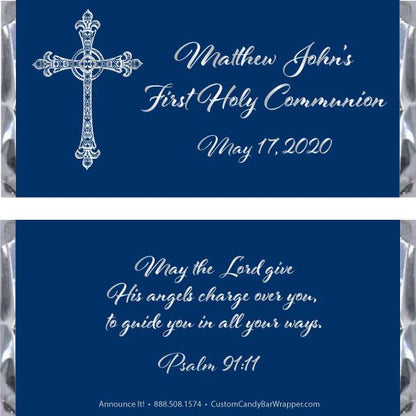 Swirly Cross First Communion Candy Bar Wrappers