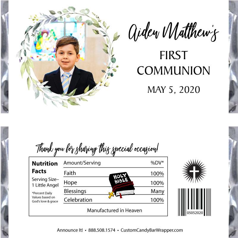 Greenery Picture Communion Candy Bar Wrappers