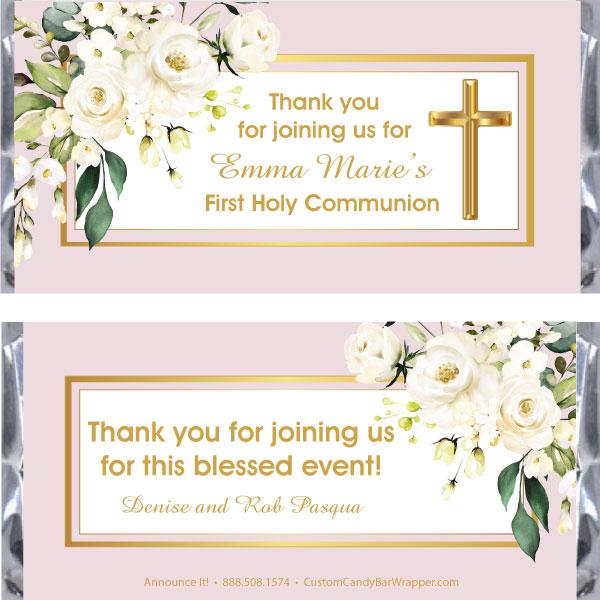 Elegant First Communion Candy Bar Wrappers