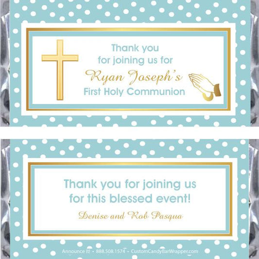 Dotted Cross First Communion Candy Bar Wrappers