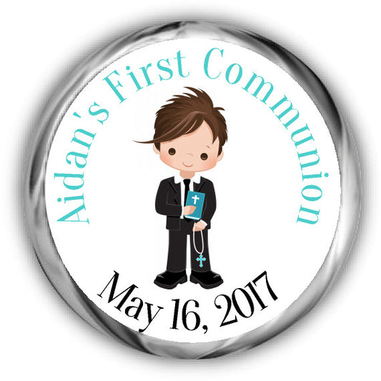 Boy First Communion Kisses Stickers