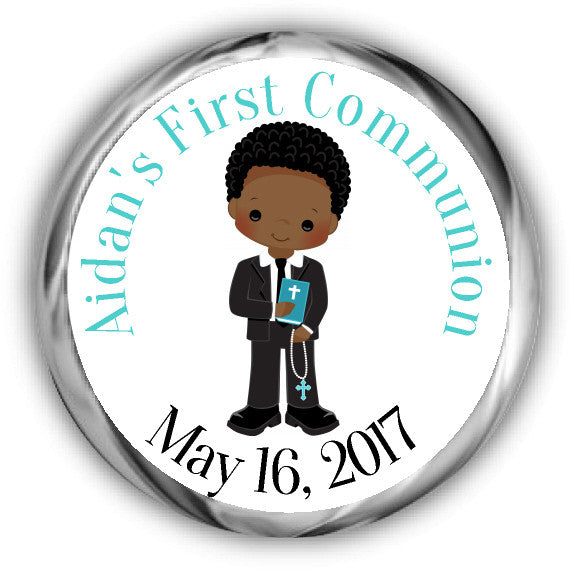 Boy First Communion Kisses Stickers African American