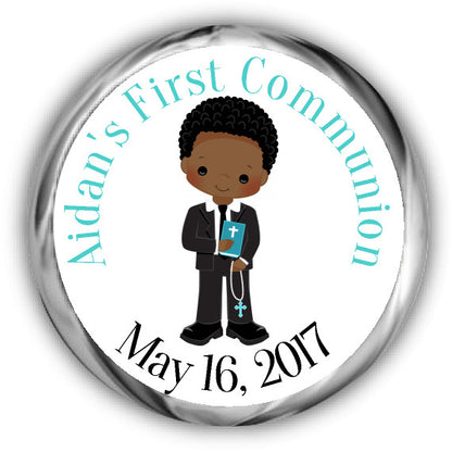 Boy First Communion Kisses Stickers African American