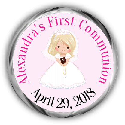 Blonde Girl First Communion Kisses Stickers