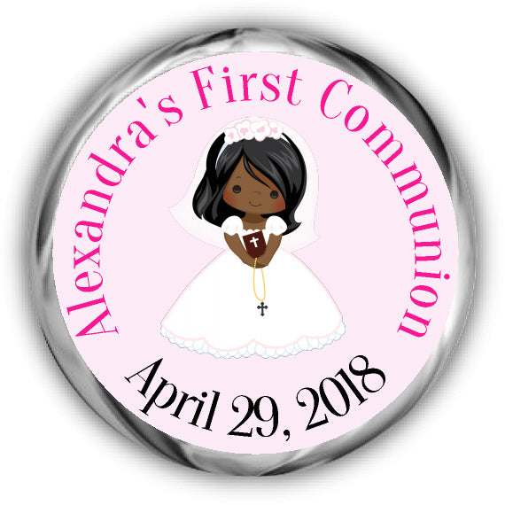 African American Girl First Communion Kisses Stickers
