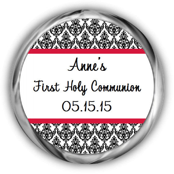 Damask First Communion Kisses Stickers