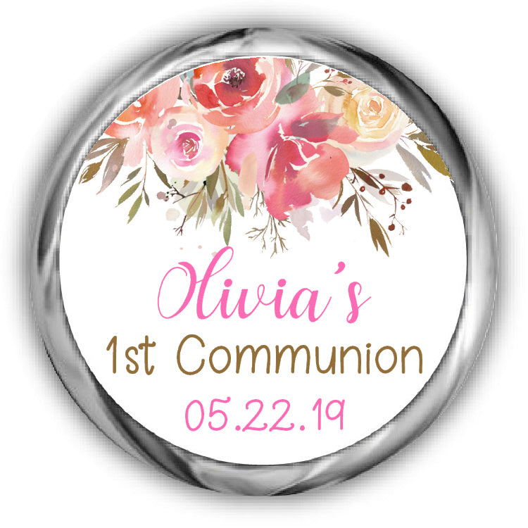 Floral Communion Hershey Kisses Stickers