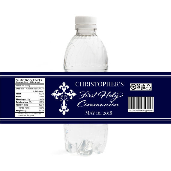 Cross First Communion Bottle Label