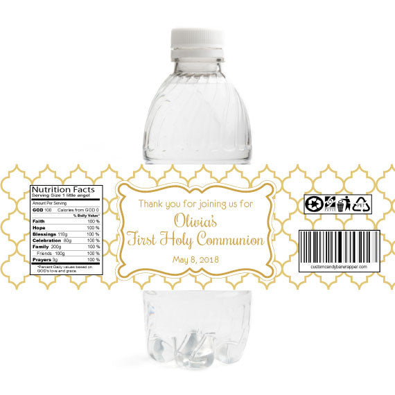 Elegant First Communion Bottle Label