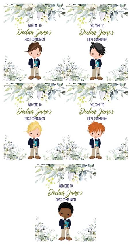 Boy First Communion Welcome Sign - Khaki Pants