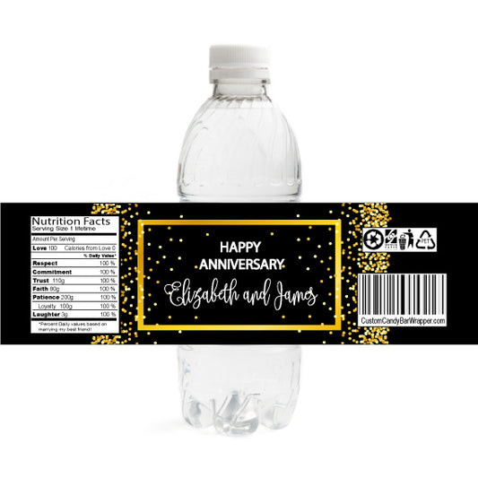 Confetti Anniversary Water Bottle Labels