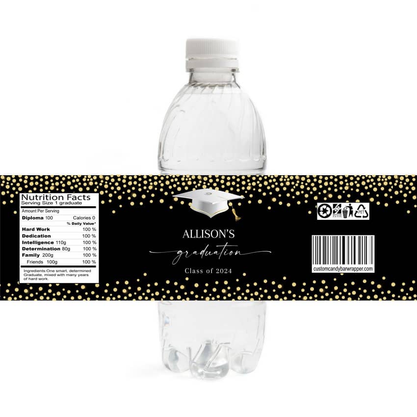 Confetti Graduation Water Bottle Labels