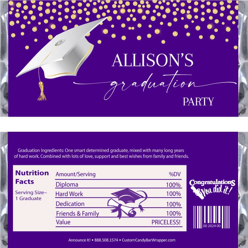 Confetti Graduation Candy Bar Wrappers