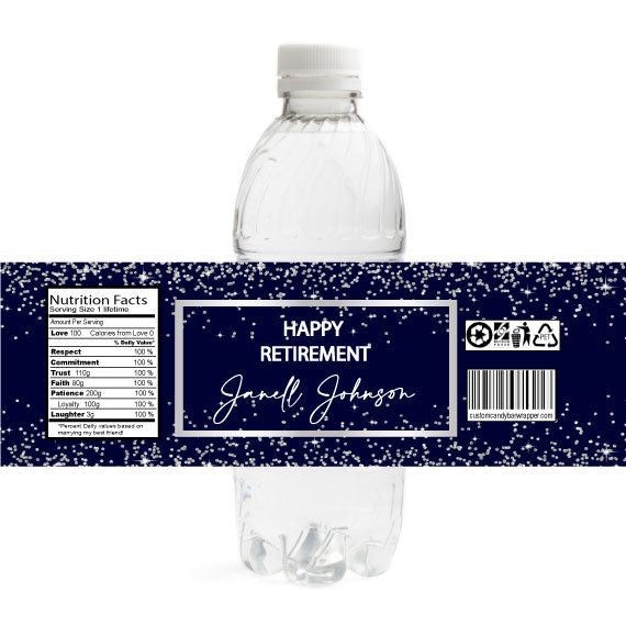 Confetti Retirement Water Bottle Labels