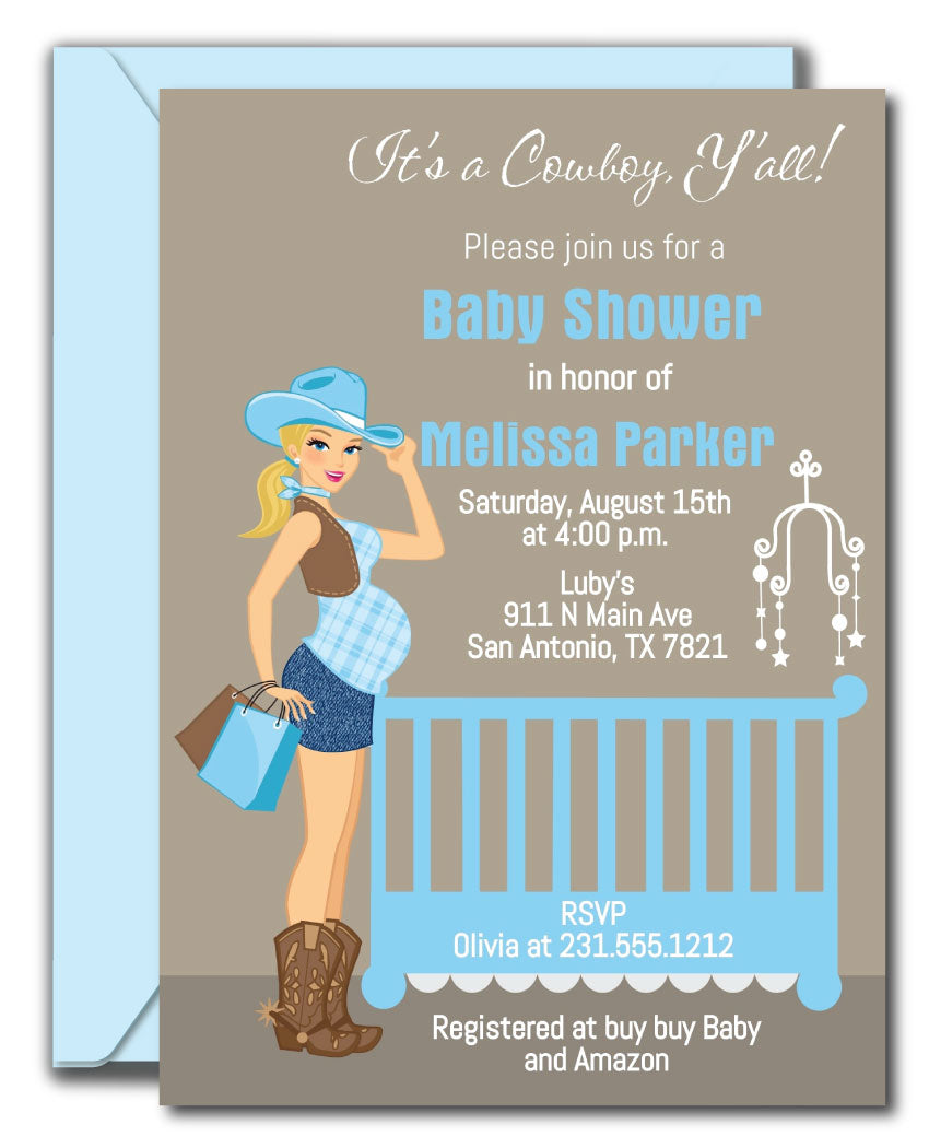 Cowboy Baby Shower Invitations - Blonde