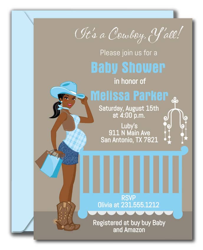 Cowboy Baby Shower Invitations - Darker