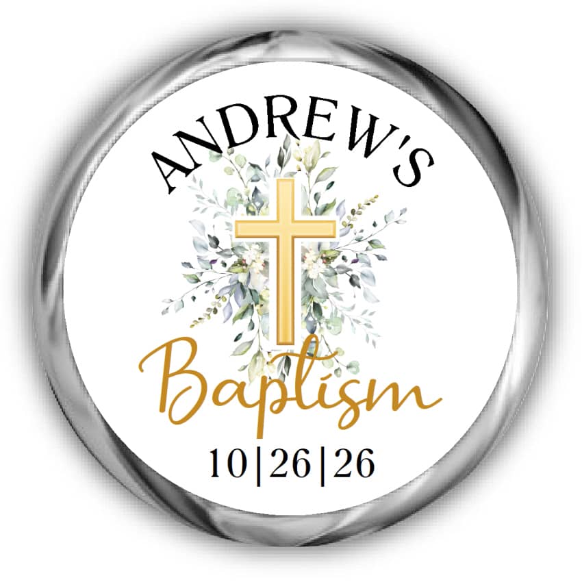 Gold Cross Baptism Kisses Stickers