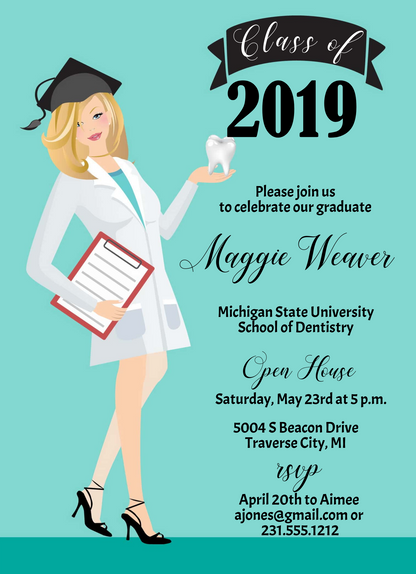 Dental School Graduation Invitation - Blonde