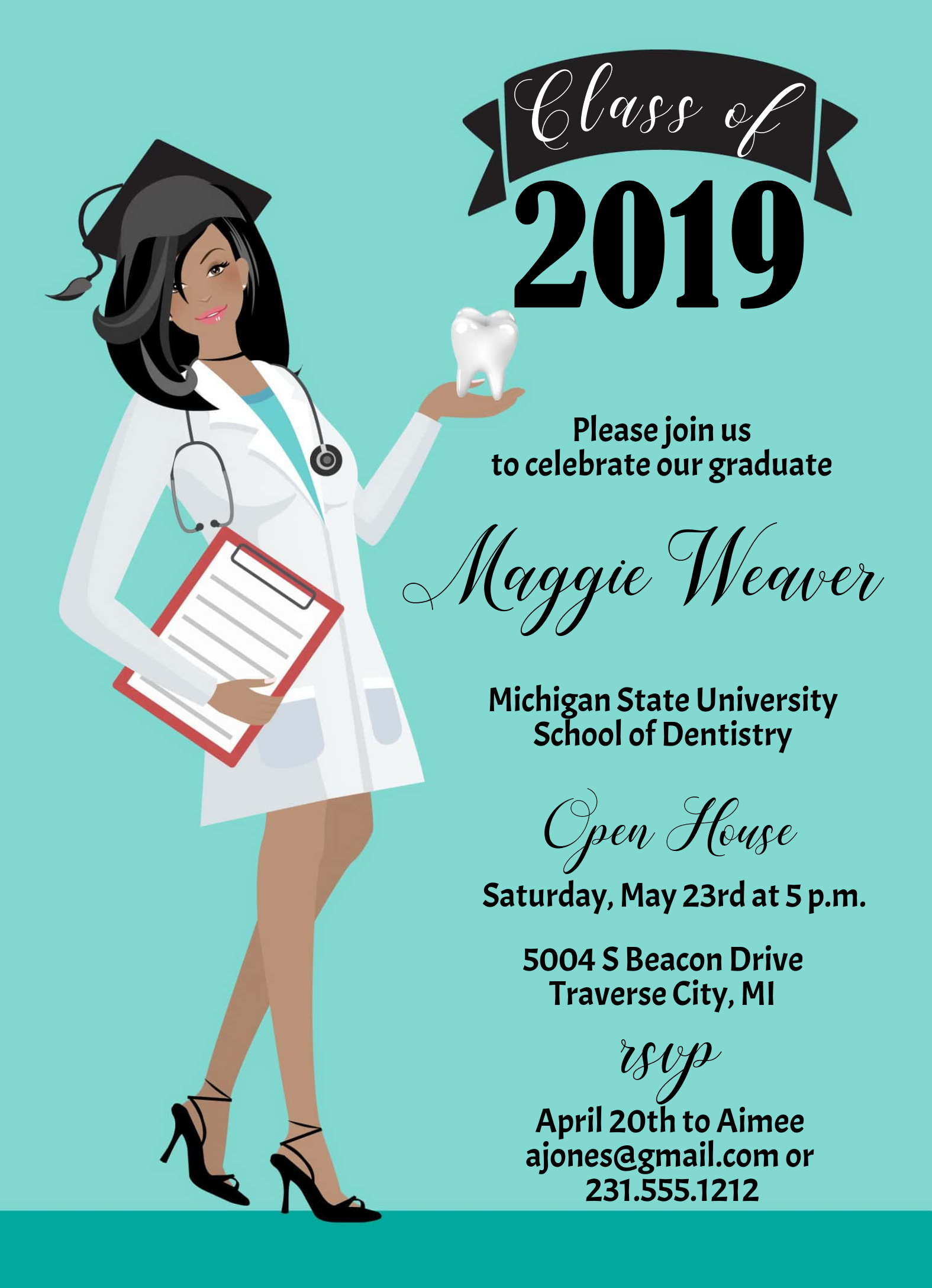 Dental School Graduation Invitation - Darker