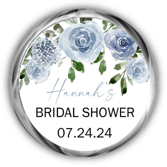 Dusty Blue Bridal Shower Kiss Stickers