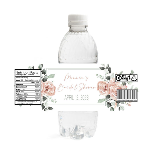 bridal shower water bottle labels, water bottle labels, bridal shower favors, bridal shower bottle favors, announce it!