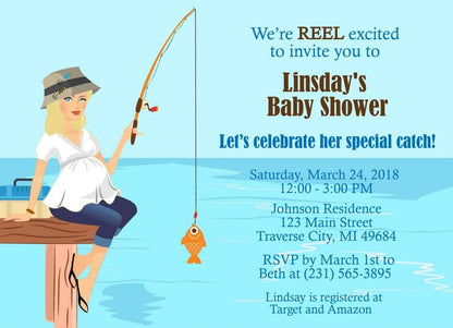 Fishing Baby Shower Invitation - Blonde
