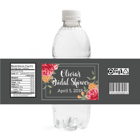 Floral Bridal Shower Water Bottle Labels