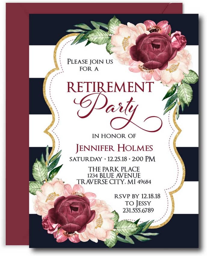 Floral Retirement Invitations