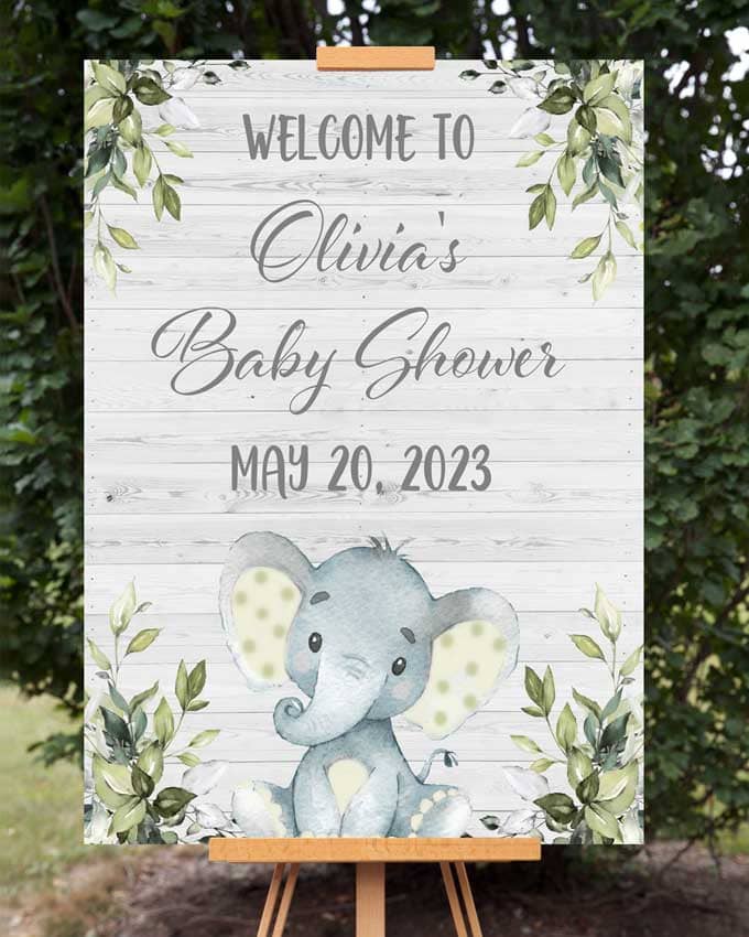 Gender Neutral Elephant Baby Shower Welcome Sign