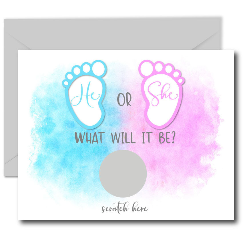He or She Gender Reveal Scratch off Cards