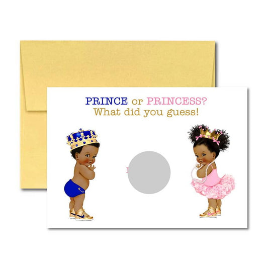 Prince or Princess Gender Reveal Scratch off Cards, Larger