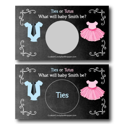 Ties or Tutus Gender Reveal Scratch off Cards