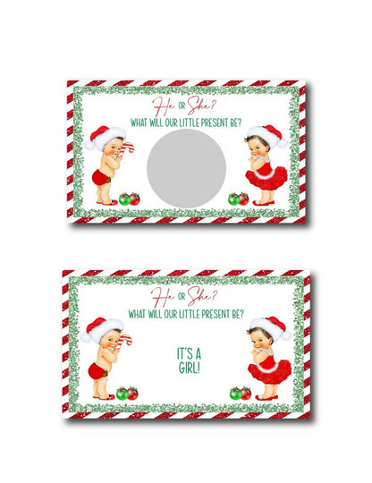 Christmas Gender Reveal Scratch Off Cards, Small Lighter Complexion