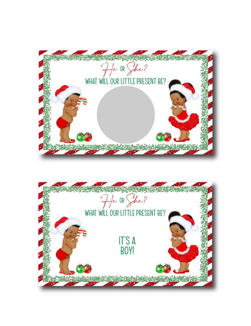 Christmas Gender Reveal Scratch Off Cards, Small Medium Complexion