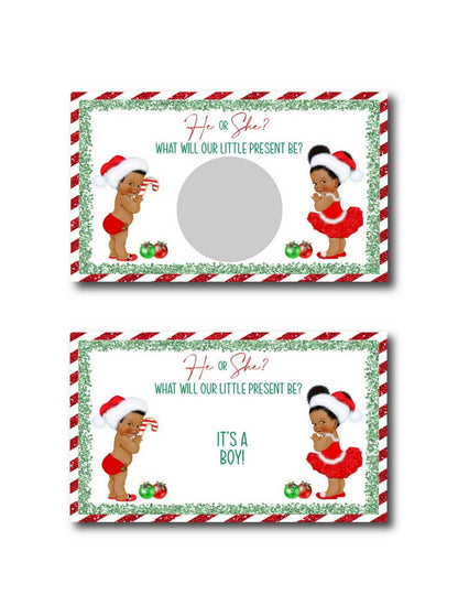 Christmas Gender Reveal Scratch Off Cards, Small Medium Complexion