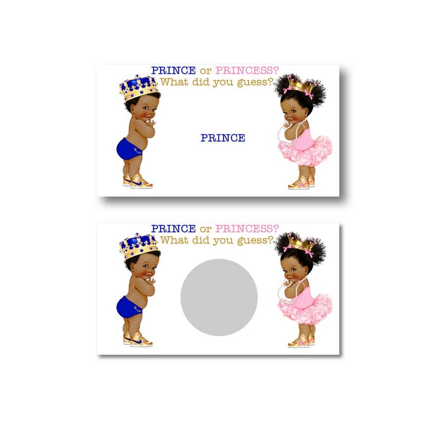 Prince or Princess Gender Reveal Scratch off Cards, Small