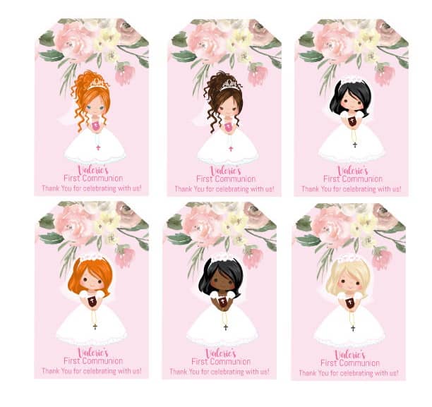 First Communion Thank You Tags, Girl Options