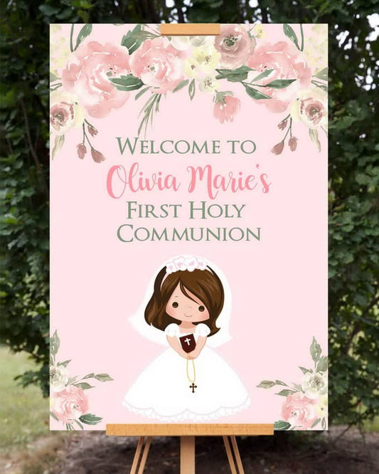 Girl First Communion Welcome Sign