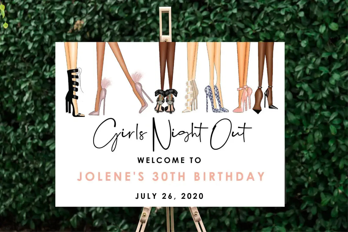 Girls Night Out Welcome Sign, Mixed Skin Tones