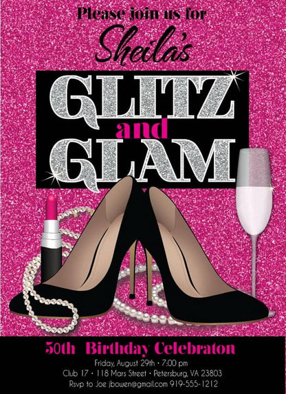 Glitz and Glam Birthday Invitation