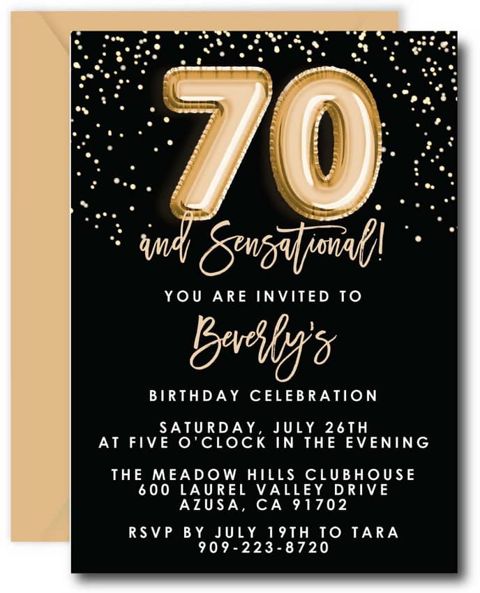 Gold Foil Balloons Birthday Invitations