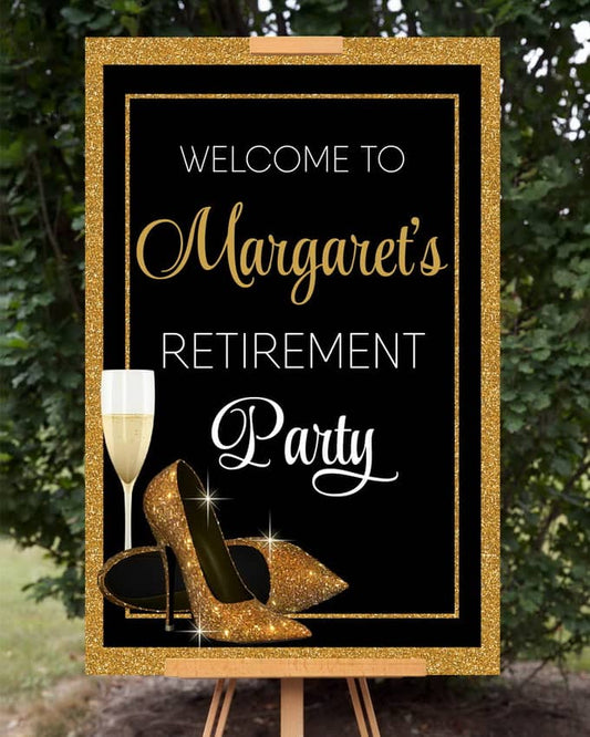 Glitter Heels Retirement Welcome Sign