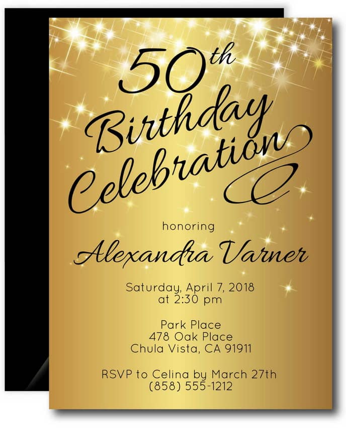 Gold Sparkly Birthday Invitations