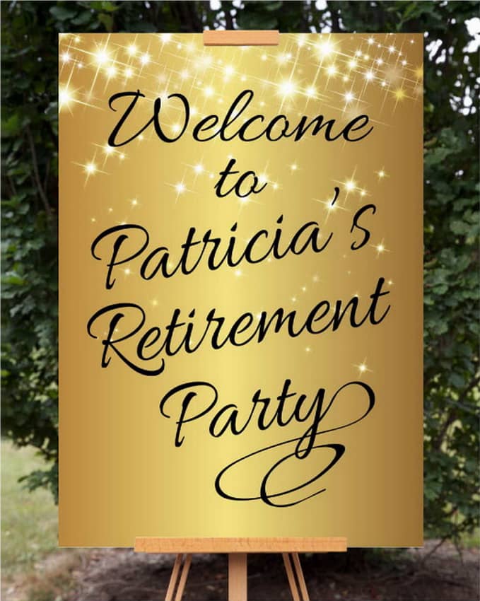 Sparkly Retirement Welcome Sign - Gold