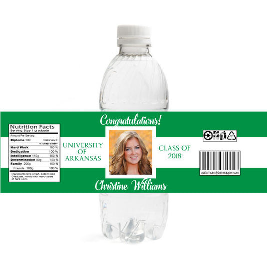 Photo Graduation Water Bottle Label