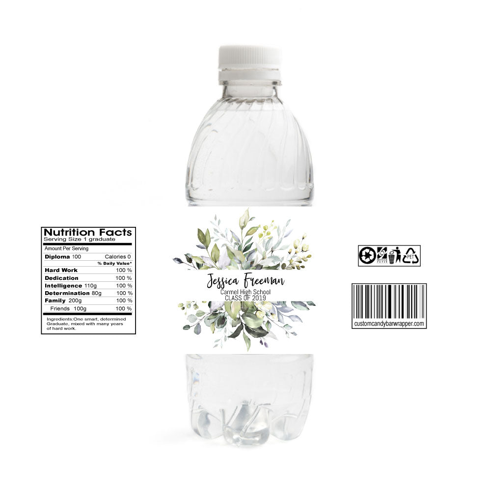 Greenery Graduation Water Bottle Labels