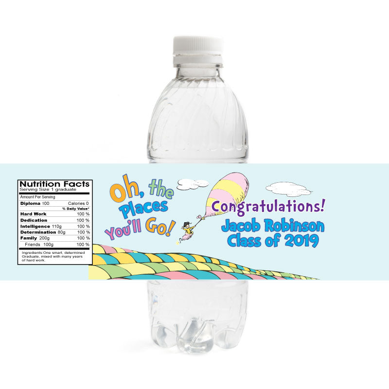 Oh The Places You'll Go Graduation Water Bottle Labels