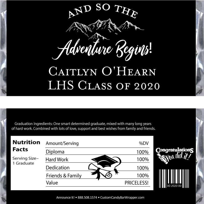Adventure Begins Graduation Candy Bar Wrappers