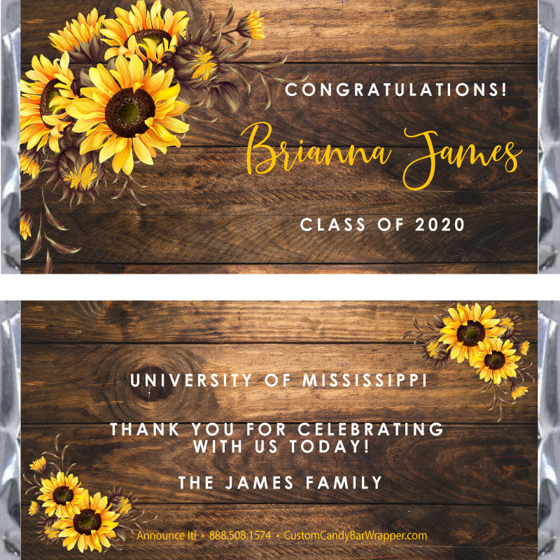 Sunflower Graduation Candy Bar Wrappers